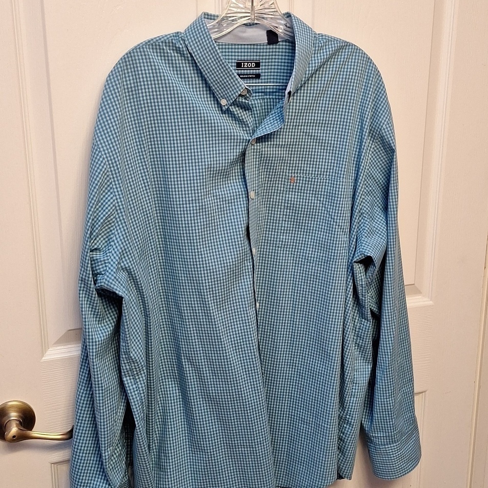 F mens Izod blue long sleeve button down shirt size XL